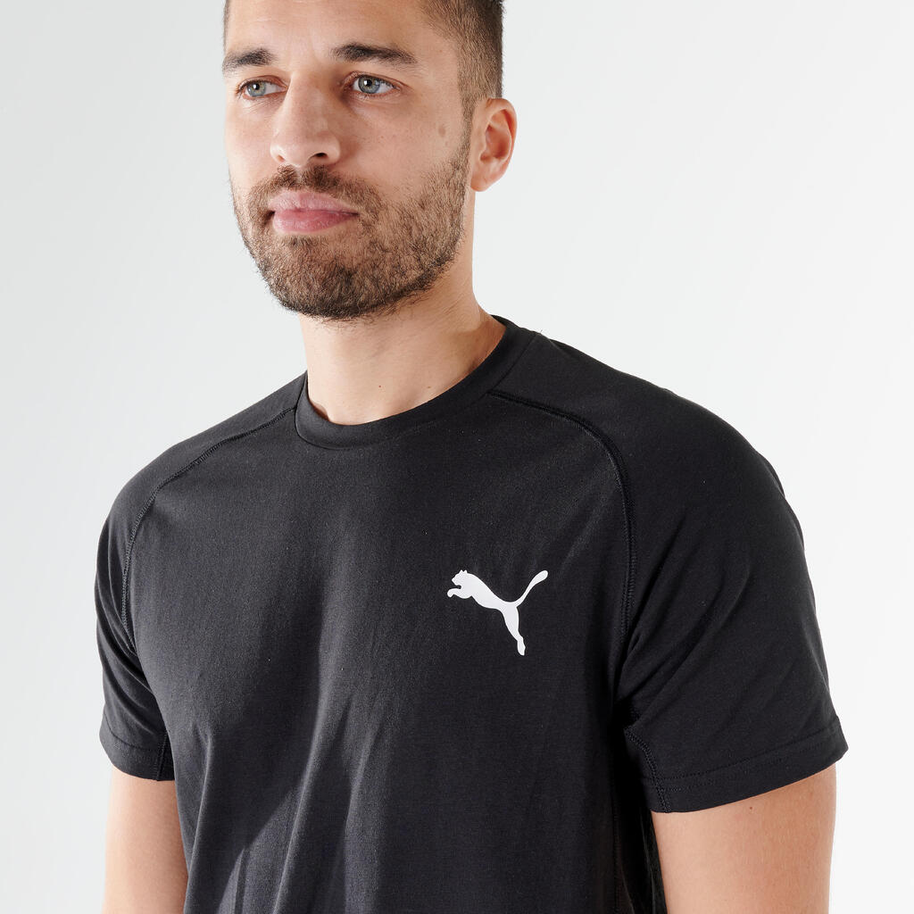 Men's Short-Sleeved Cotton Fitness T-Shirt - Black